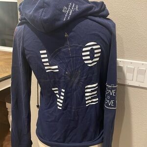 Love Life Navy Blue Zip up Hoodie Size Medium